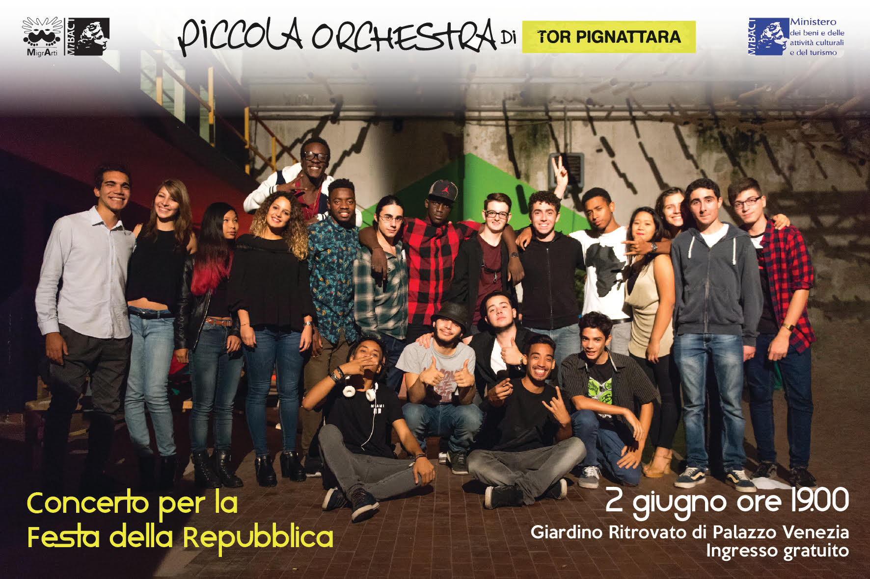 Il 2 giugno si festeggia con i suoni multietnici della Piccola Orchestra di Tor Pignattara per Migrarti 2017